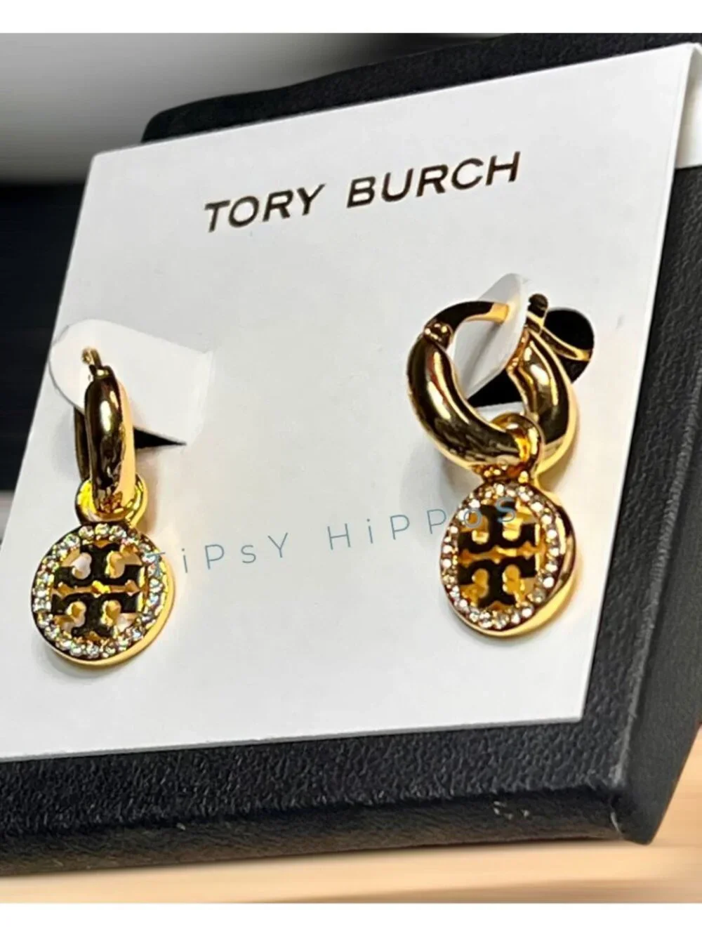 NEW!! Tory Burch Gold Miller Pave Necklace and Dangle Earring Set!